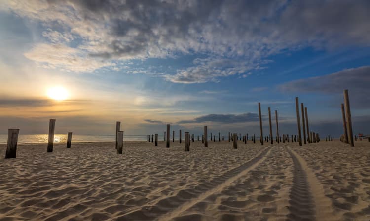 Zonsondergang op het strand