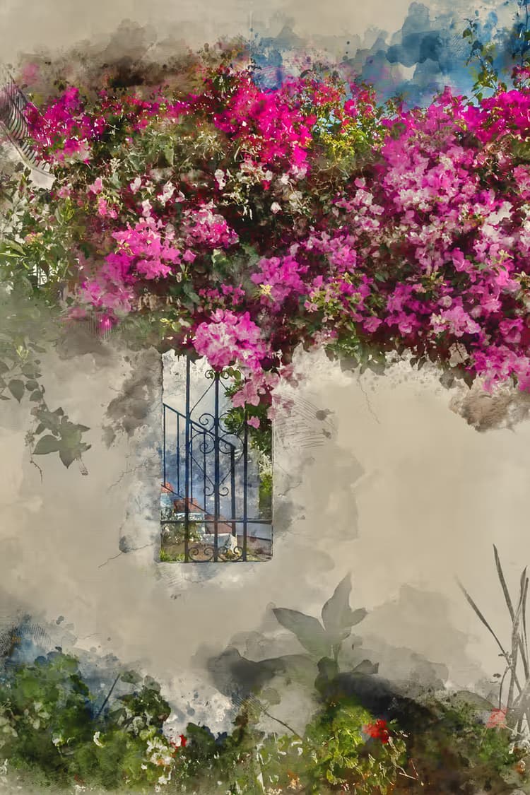 Bloemen bij het raam